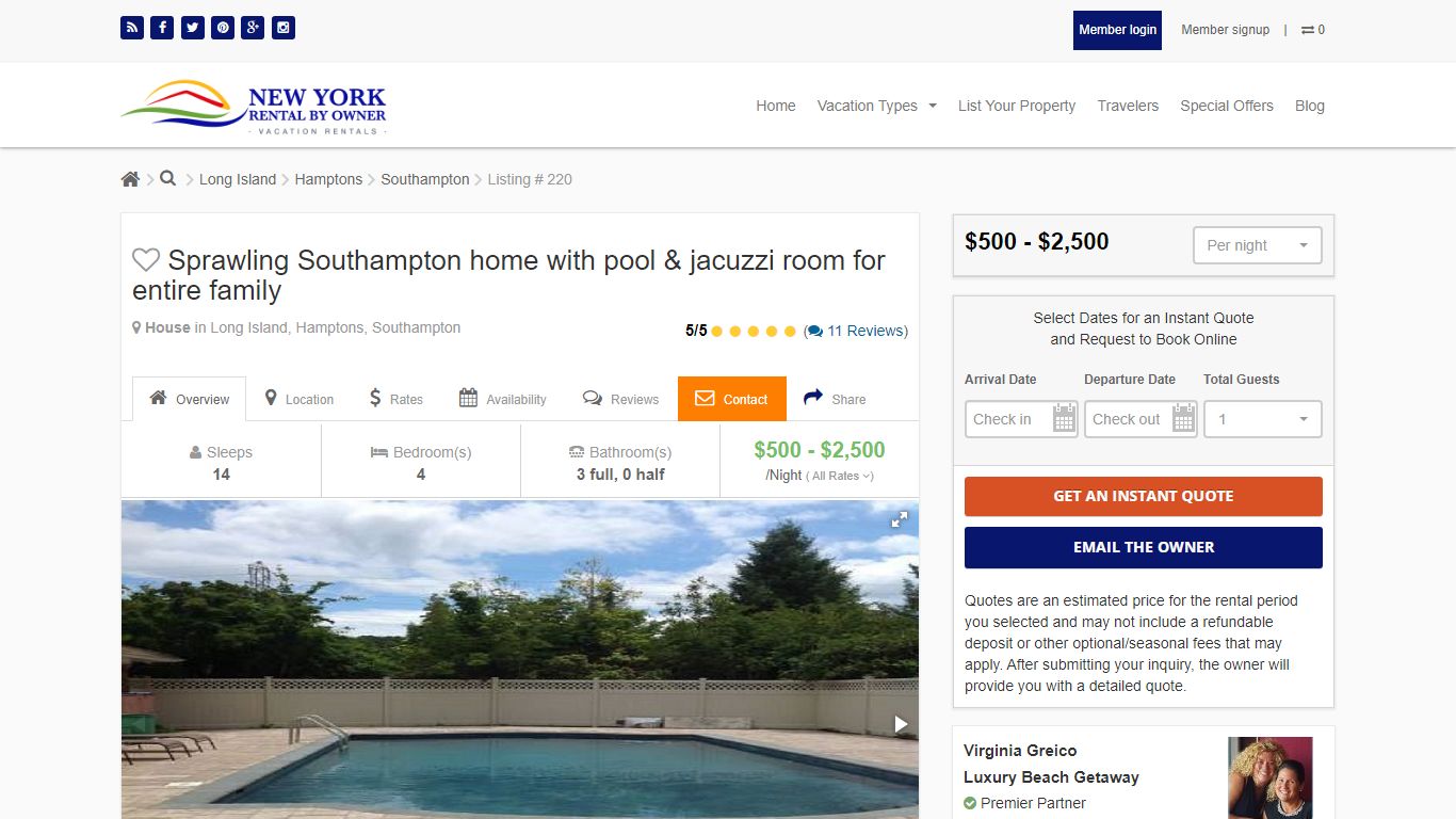 Beautiful Southampton Home w Pool & Jacuzzi Near Beach & Town Sleeps 14 ...